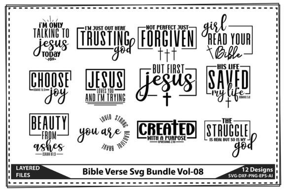Bible Verse SVG Bundle Vol-08: Graphics for T-Shirt Designs