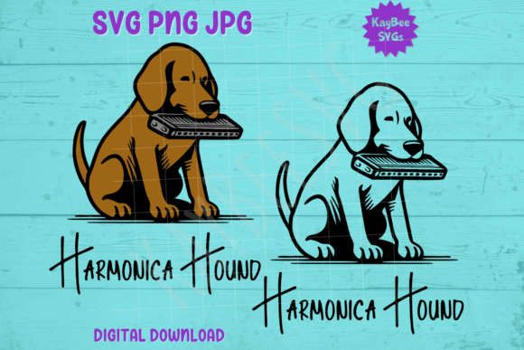 Harmonica Hound SVG PNG JPG Cut Files