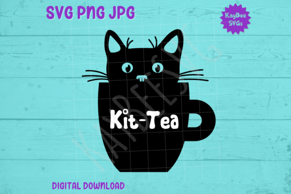 Kit-Tea Kitten in Teacup: SVG PNG JPG Graphics for T-Shirt Designs