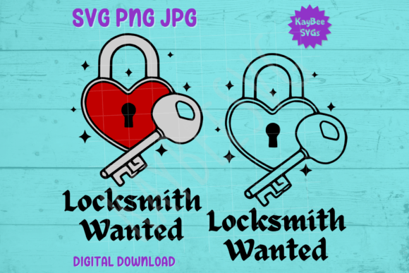 Locksmith Wanted: Heart Lock & Key Graphics