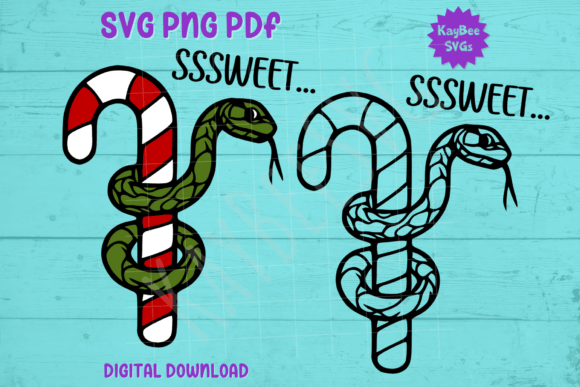 Snake Wrapped Around Candy Cane SVG PNG Graphics